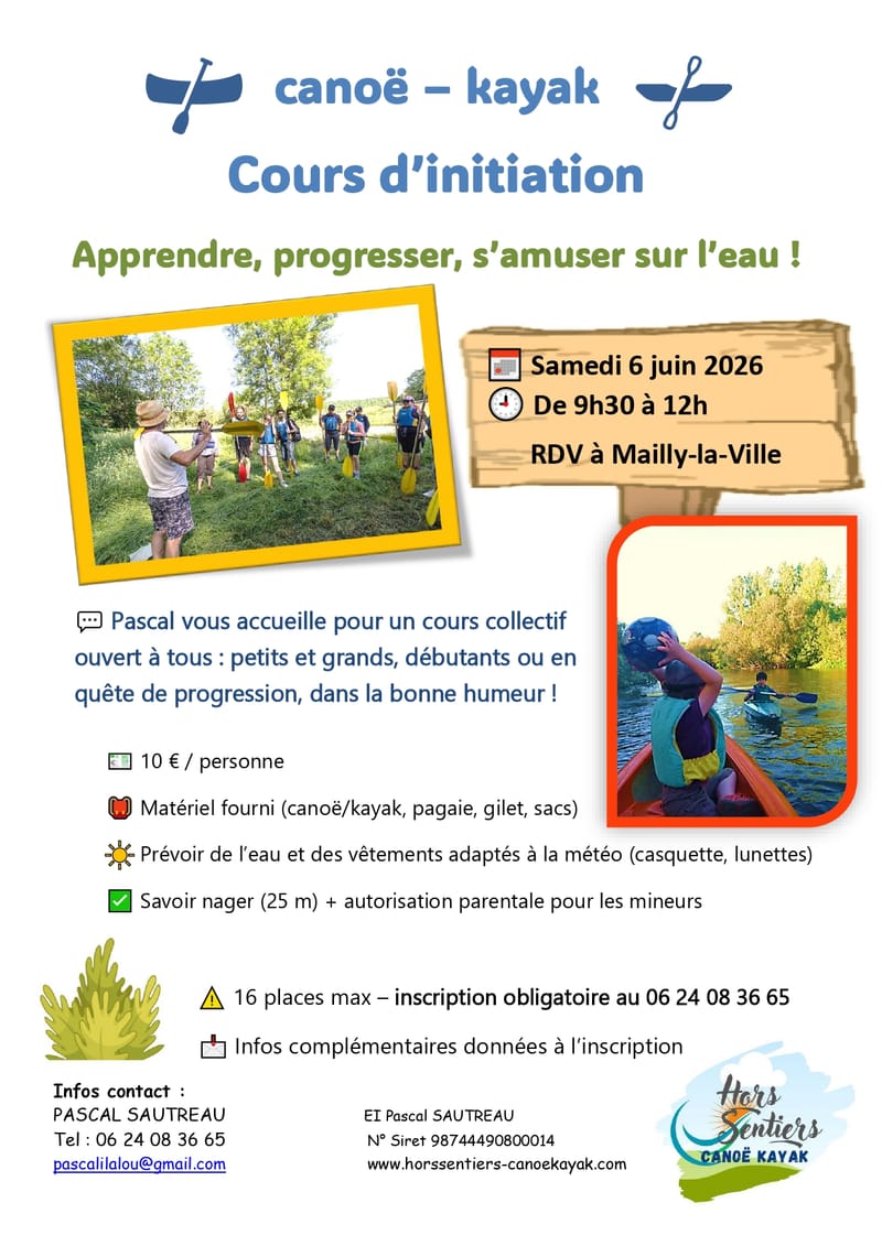 Samedi 6 juin de 9h30 à 12h - Cours d'initiation
