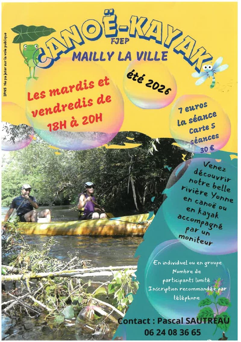 Encadrement canoë-kayak pendant l'été - Partenariat avec le FJEP