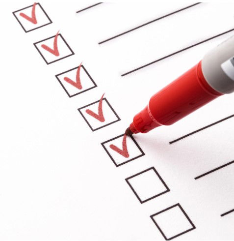 Checklist with completed tick marks.