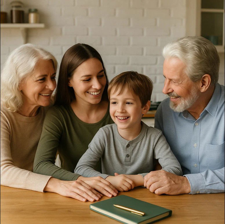 Two generations together, representing how a Will can balance today’s needs with children’s futures.