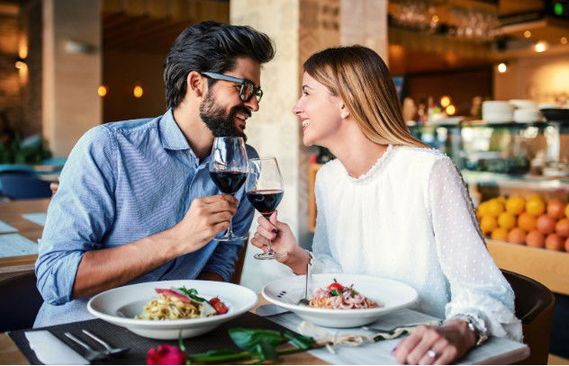 A couple enjoying a meal