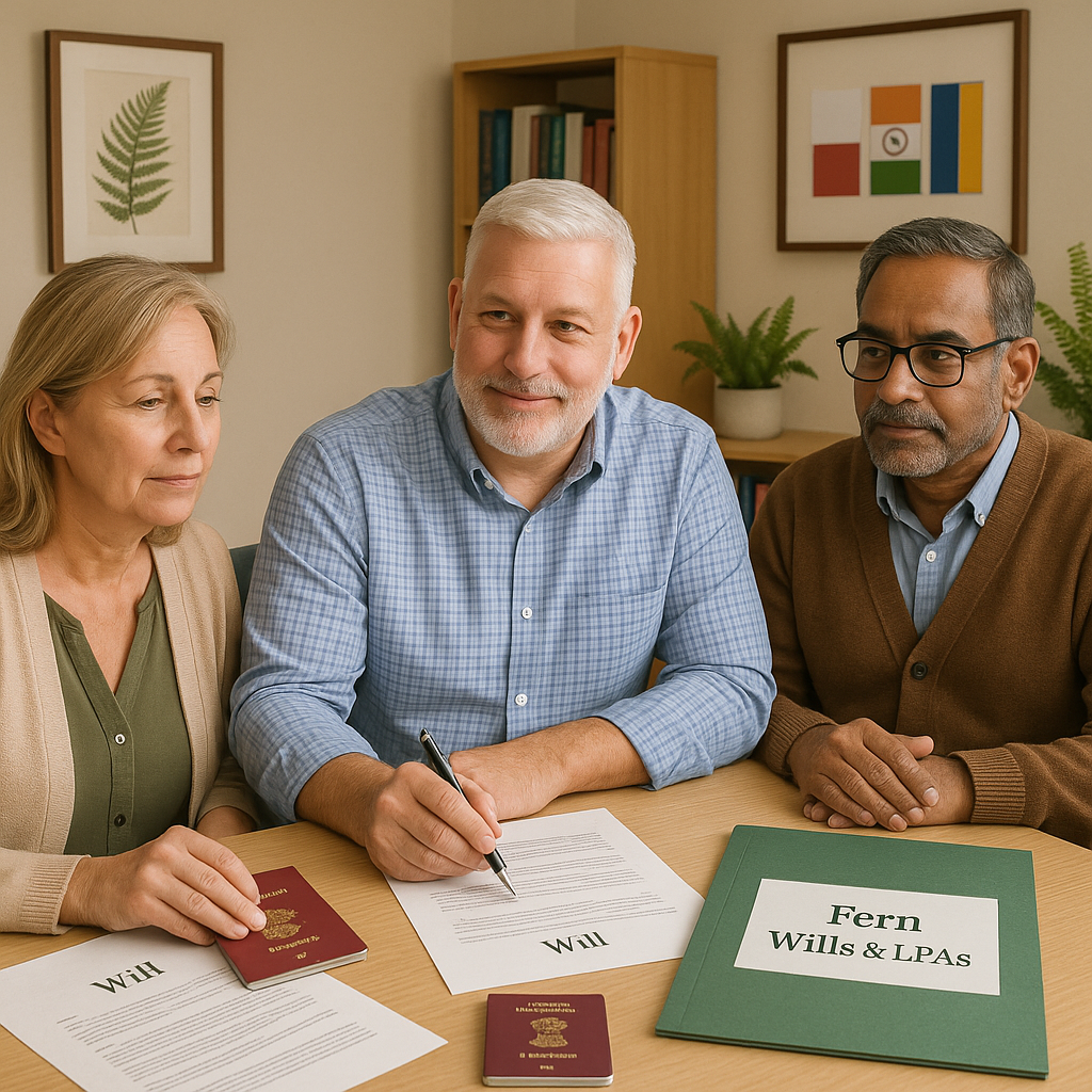 International couple reviewing their Wills