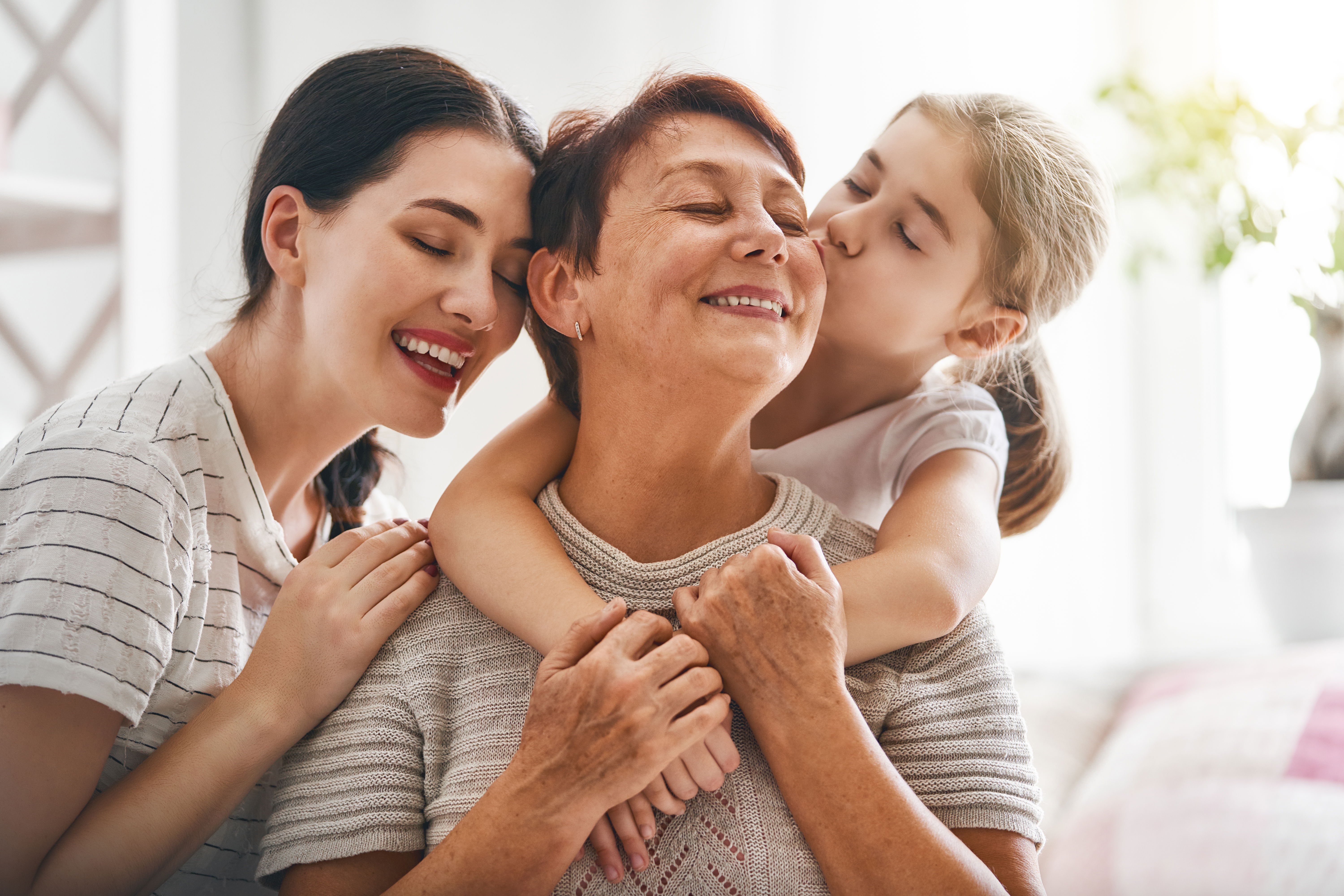 happy multigenerational family together at home