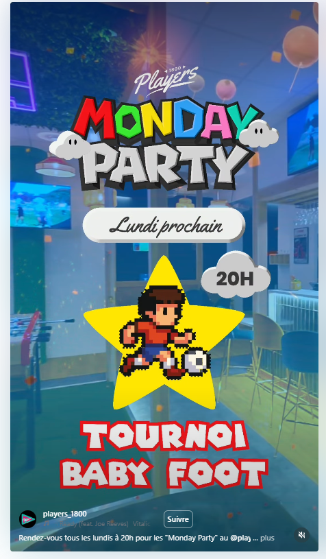 Player 1800 Tous les lundis