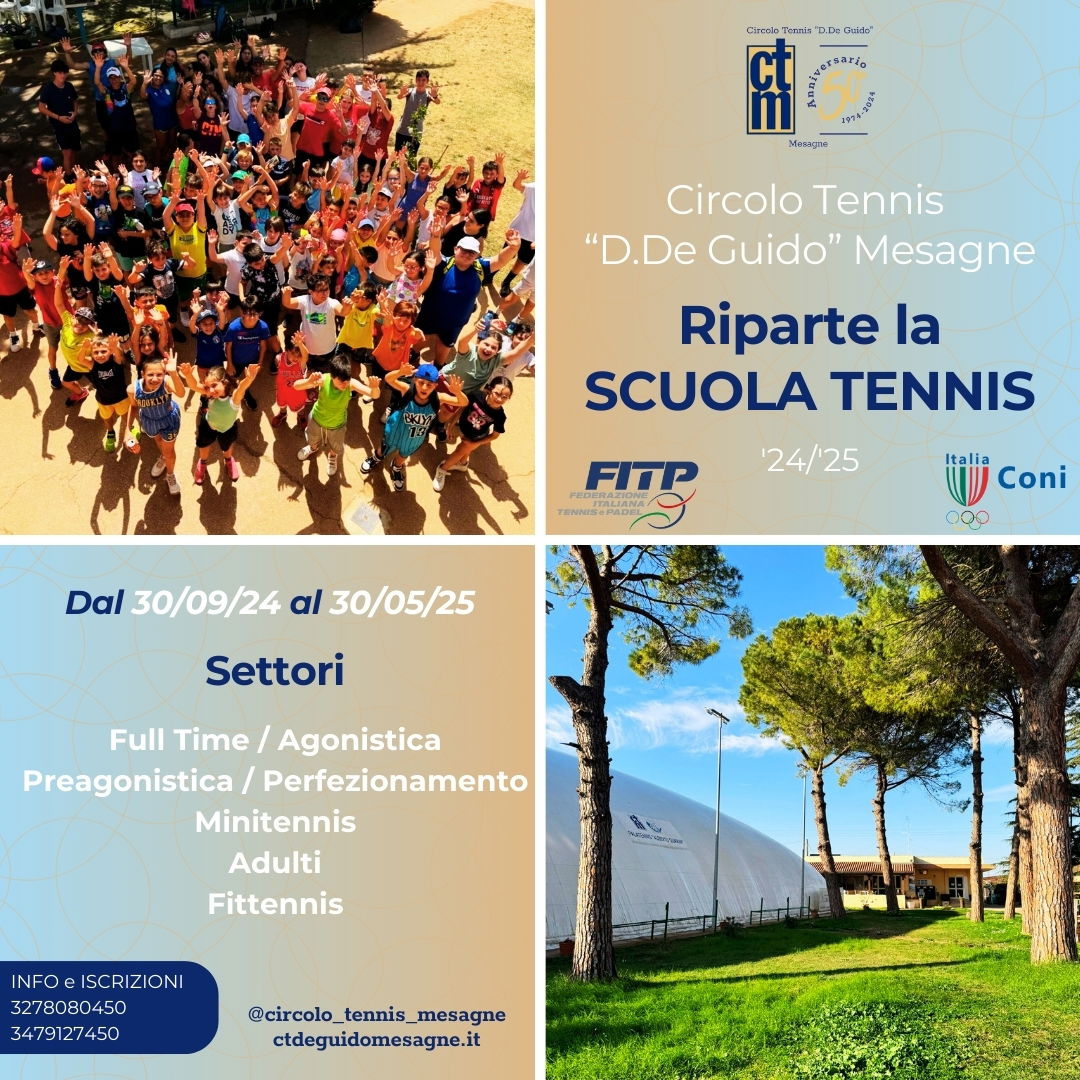 Riparte la Scuola Tennis '24/'25 - Circolo Tennis Mesagne