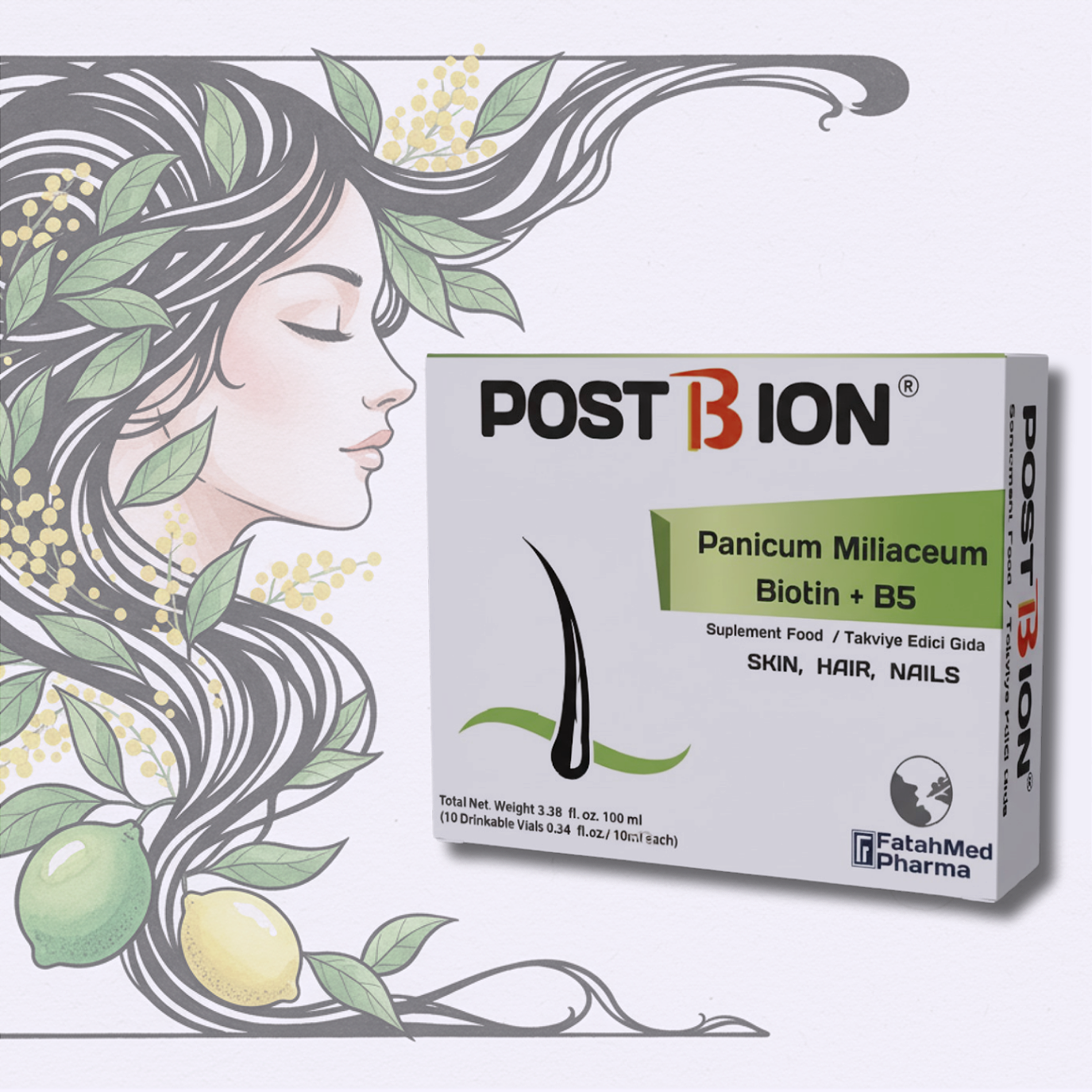 POSTBİON Biotin B5 Darı Tohumu Yağı Saç Güçlendirici Supplement | Hair Growth Skin Nails | Fatahmed