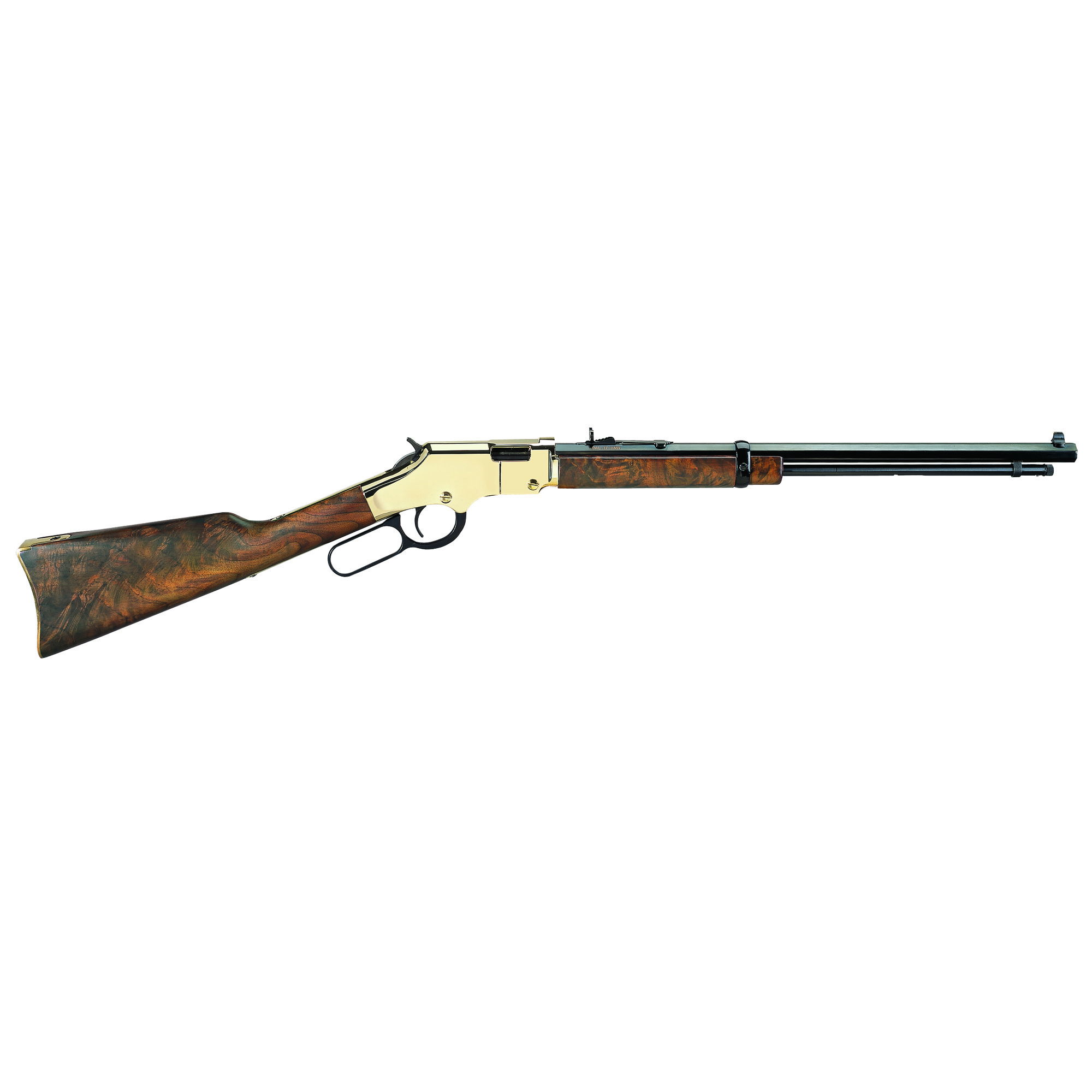 $545.00 cash price. Henry Repeating Arms, Golden Boy, Lever Action, 17HMR , 20.5" Barrel, Brass Receiver, Walnut Stock, Adjustable Sights, 12 Rounds