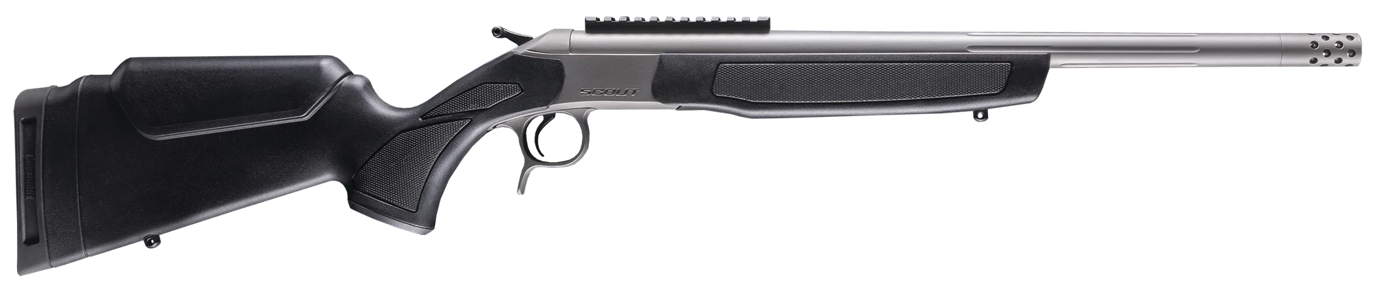 CVA CR4440S Scout Takedown 360 Buckhammer 1rd 22" Stainless Fluted Threaded Barrel, Stainless Steel Receiver w/Picatinny Rail, Adj Comb & LOP Black Synthetic Stock