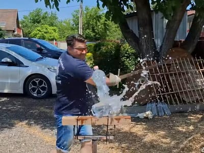 Testing the newly forged laminated longsword