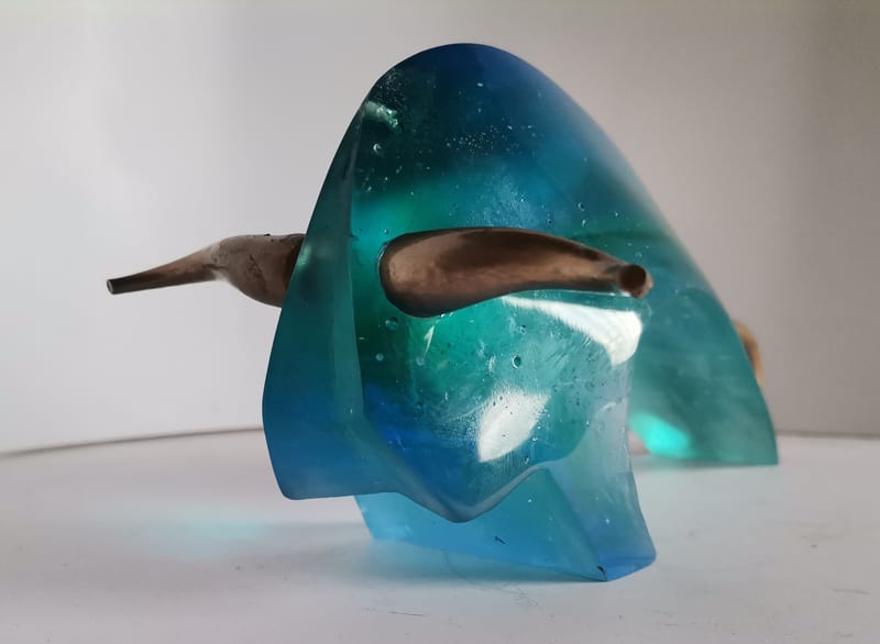 TAUREAU PATE DE VERRE CORNE BRONZE