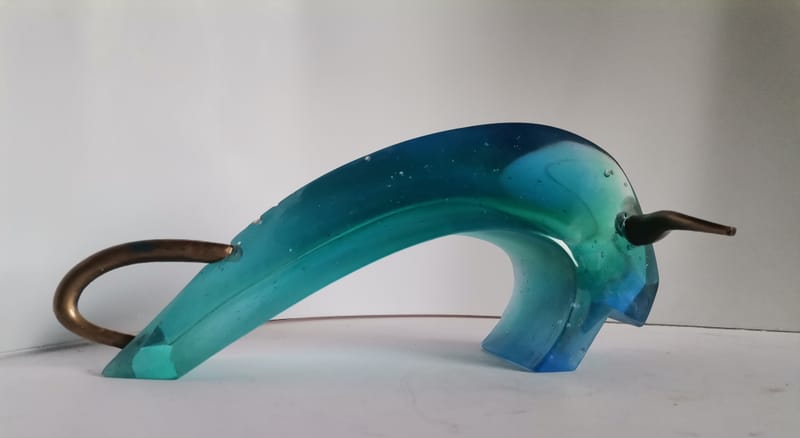 TAUREAU PATE DE VERRE CORNE BRONZE