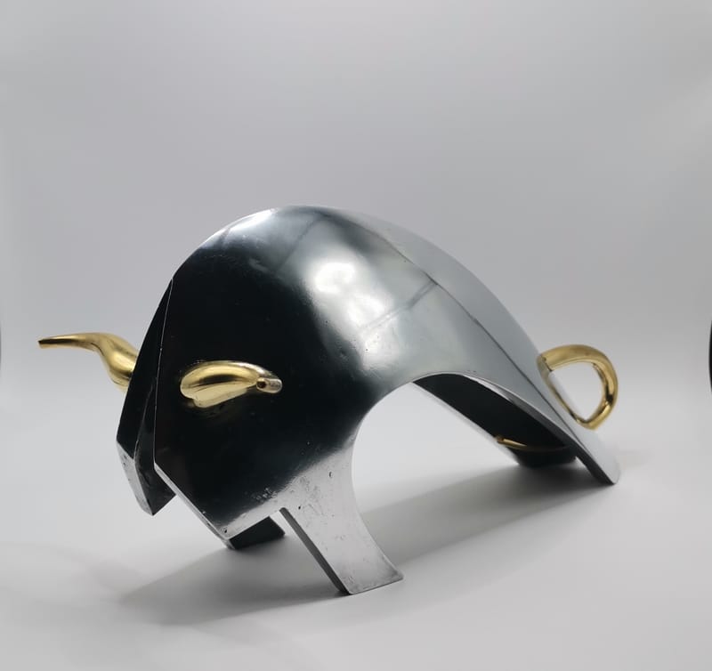 TAUREAU ALU POLI  corne bronze