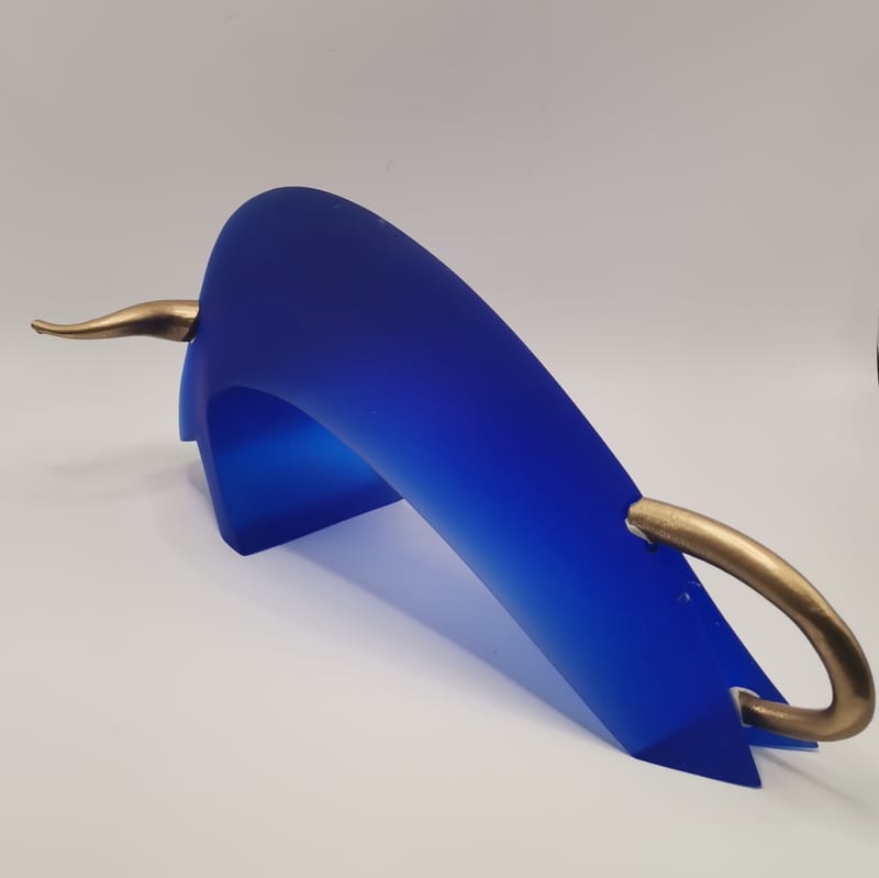 TAUREAU  Impulsion Bleue PATE DE VERRE 