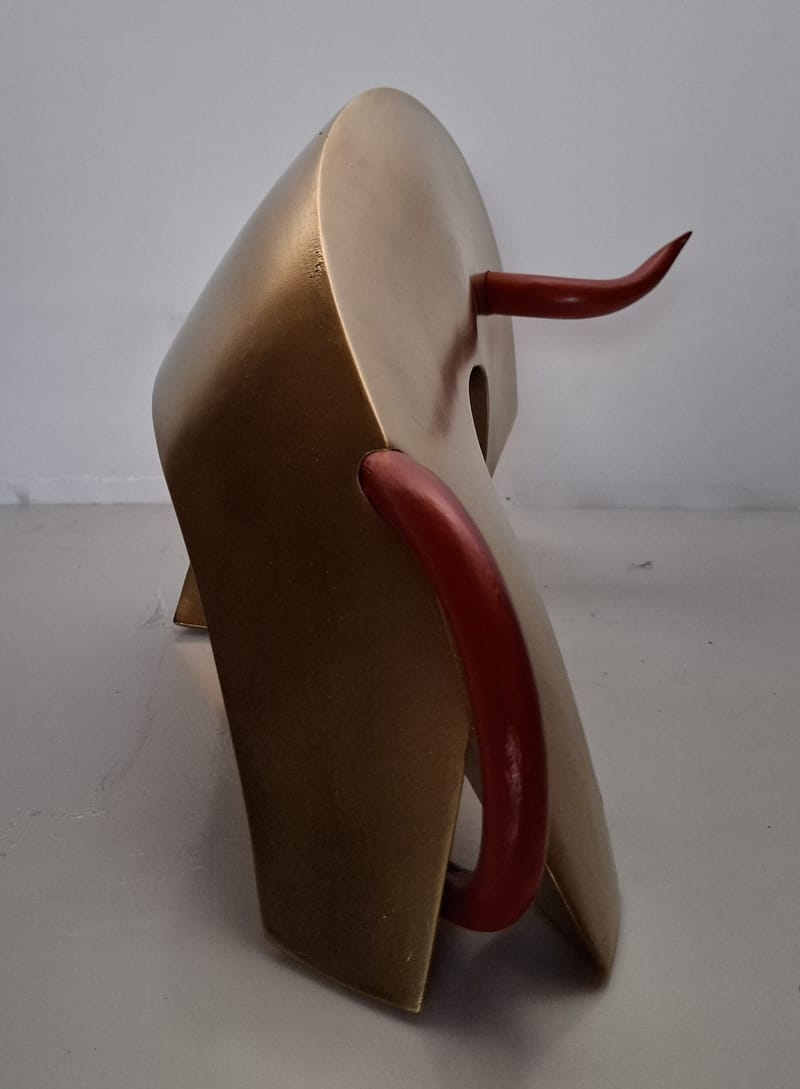 taureau 40cm courbe corne rouge 