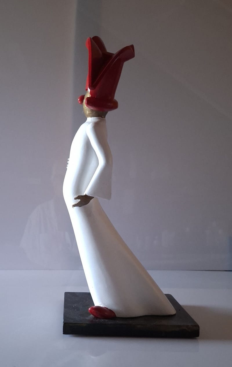 CLOWN resine chapeau rouge 45 cm