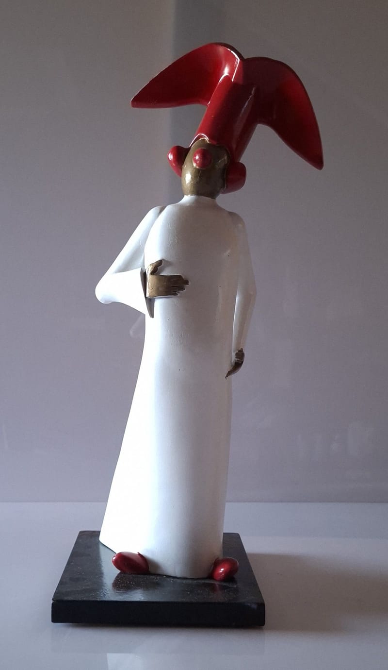 CLOWN resine chapeau rouge 45 cm