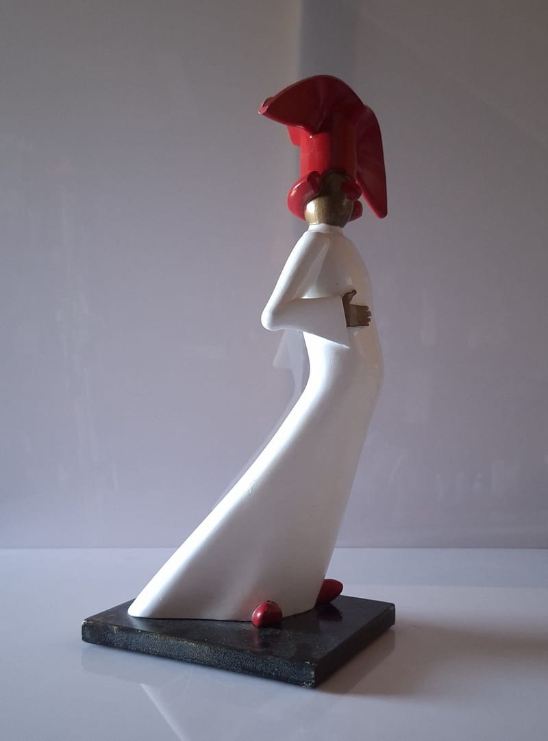 CLOWN resine chapeau rouge 45 cm