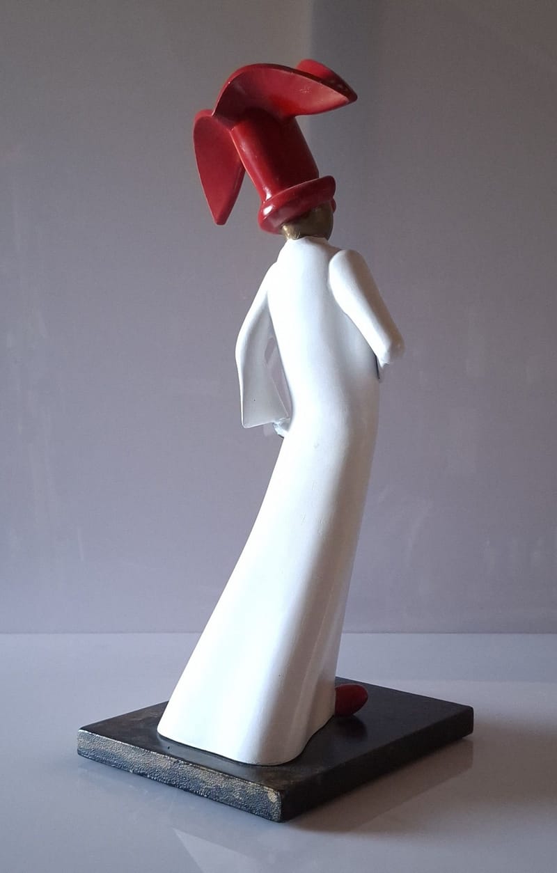 CLOWN resine chapeau rouge 45 cm