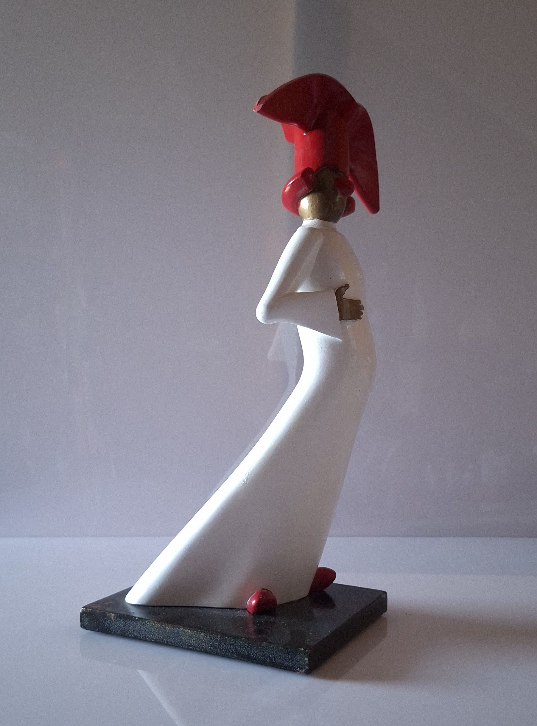 CLOWN resine chapeau rouge 45 cm