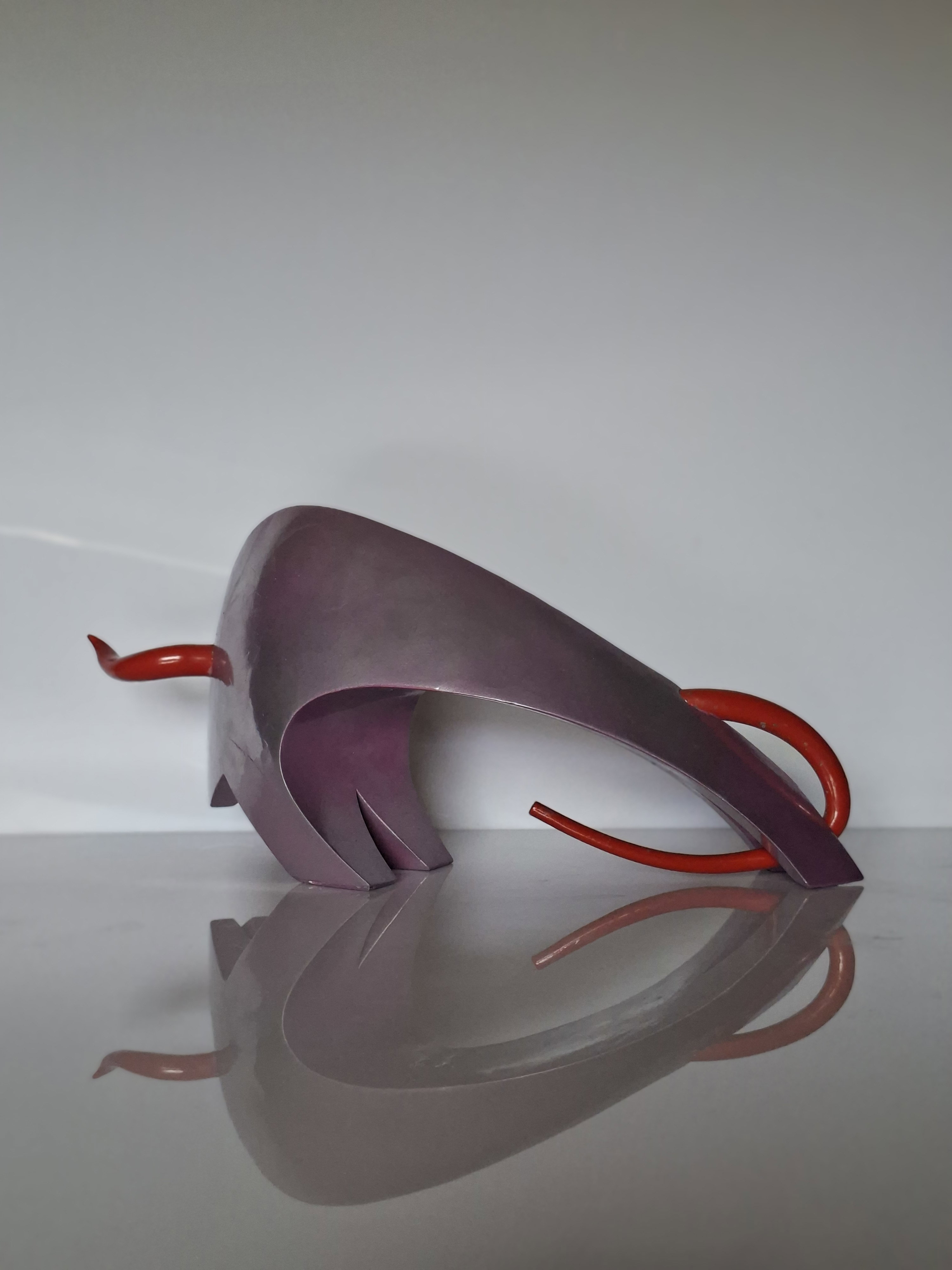 taureau 40cm courbe corne rouge