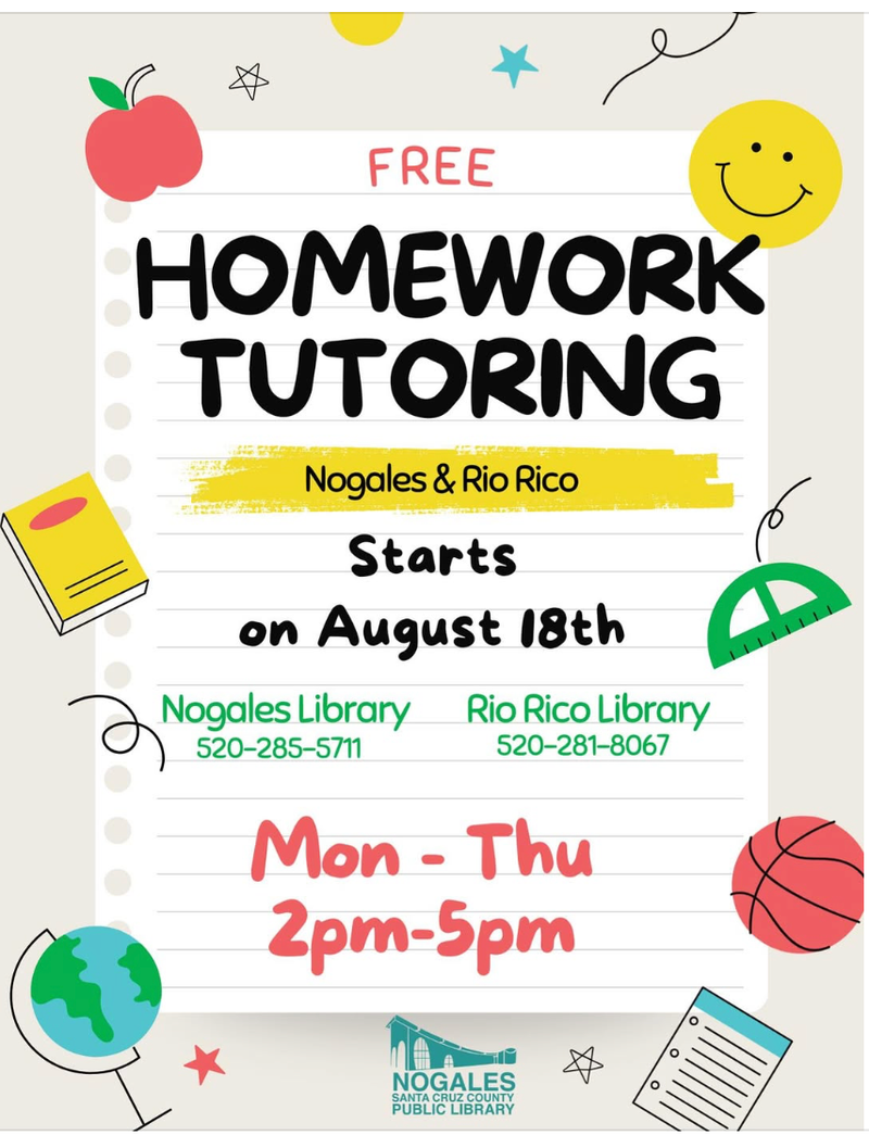 Nogales & Rio Rico:  Free Tutoring every Monday, Tuesday, Wednesday, Thursday
