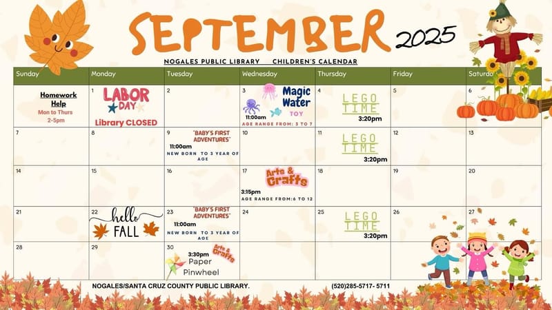 September Children's Calendar of Events