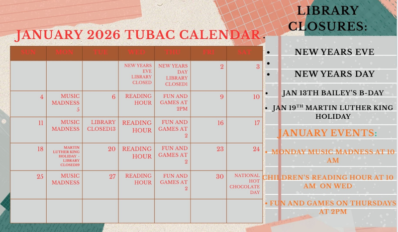 Tubac Public Library January 2026 Activities