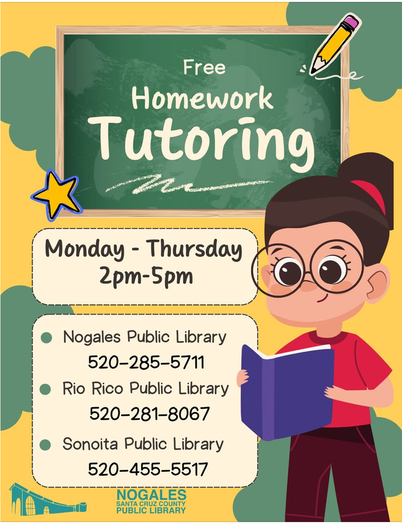 Free After School Tutoring at Nogales, Rio Rico and Sonoita Libraries