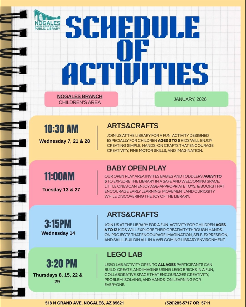 Nogales Public Library January 2026 Activities