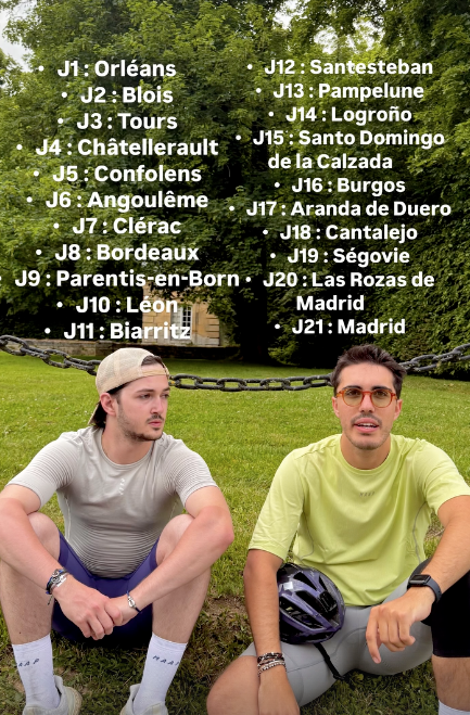 Dos estudiantes de ESCP pedalean desde París a Madrid