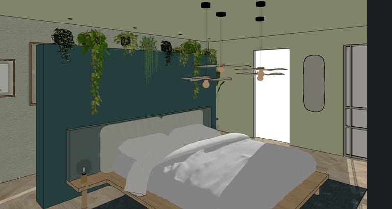 Een tuingerichte slaapkamer waarbij buiten echt binnen lijkt te komen