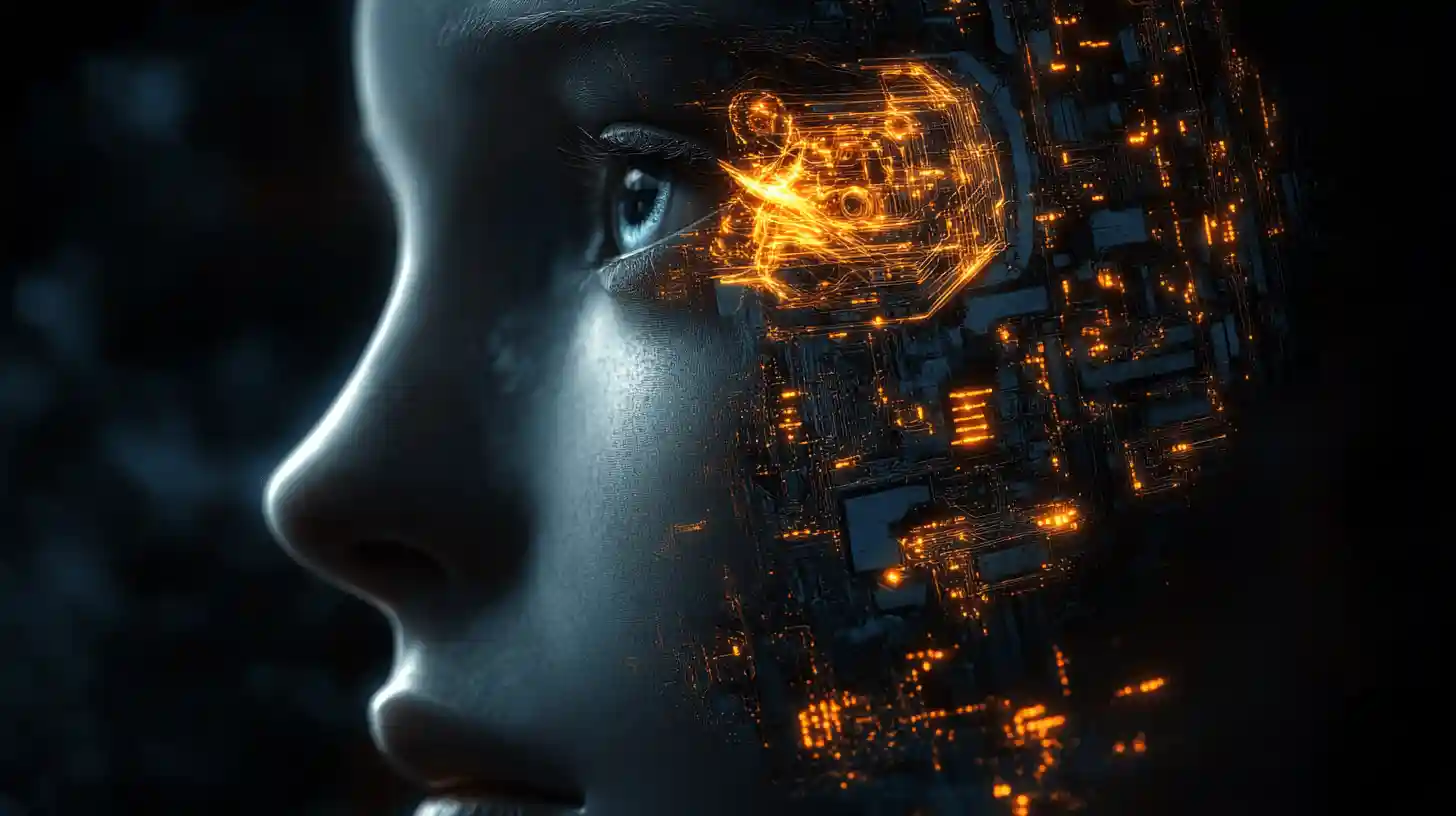 Félig emberi, félig gép arc mesterséges intelligencia fényével