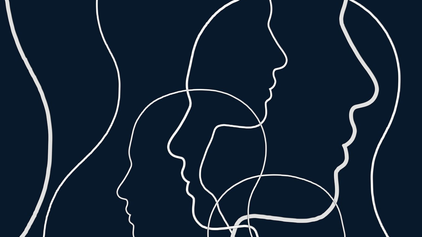 Az egymásba folyó emberi alakok szimbolizálják az előző életeink mintáit, melyek hatással vannak a jelenre