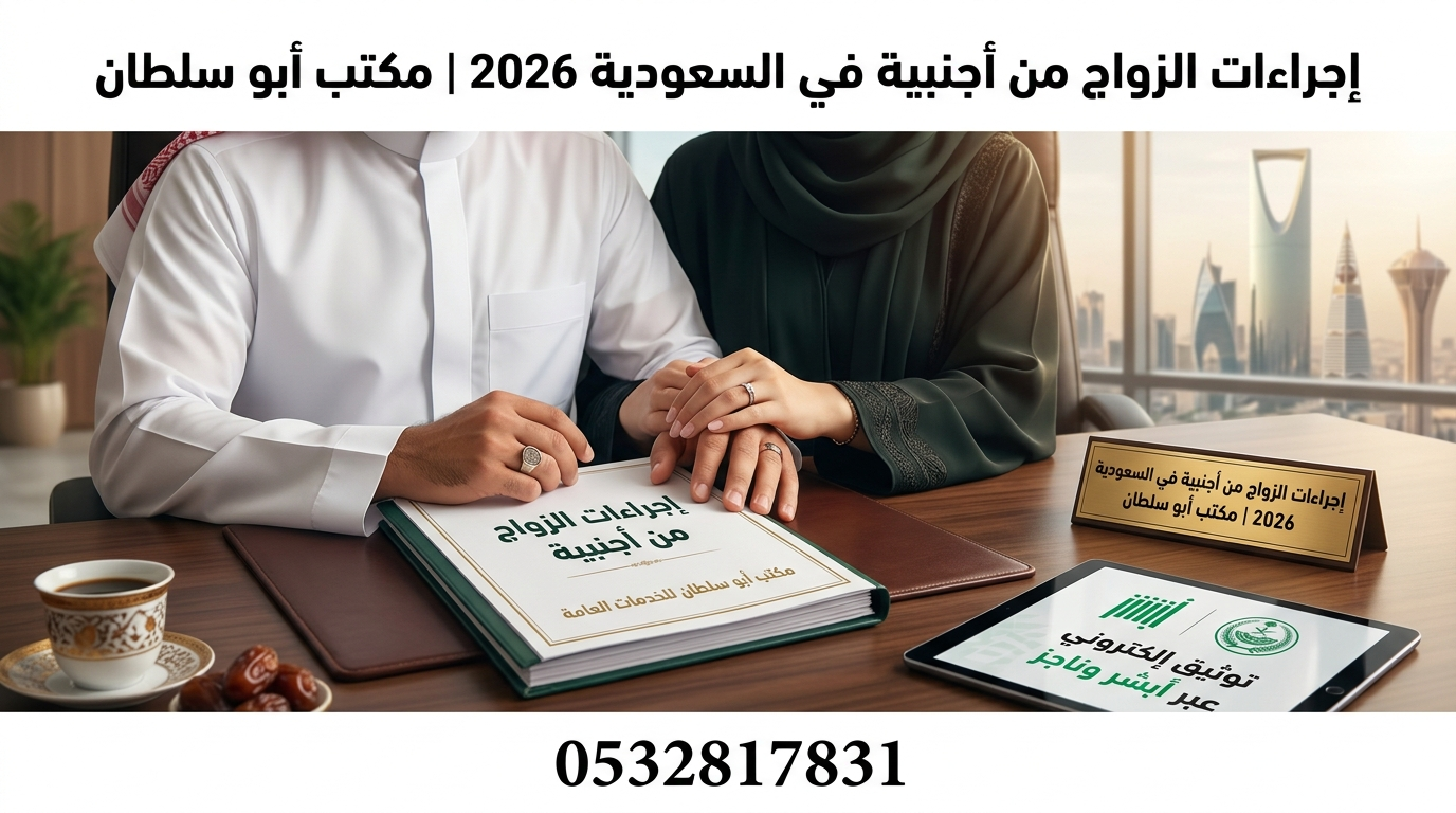 إجراءات الزواج من أجنبية في السعودية 2026 - مكتب أبو سلطان - 0532817831