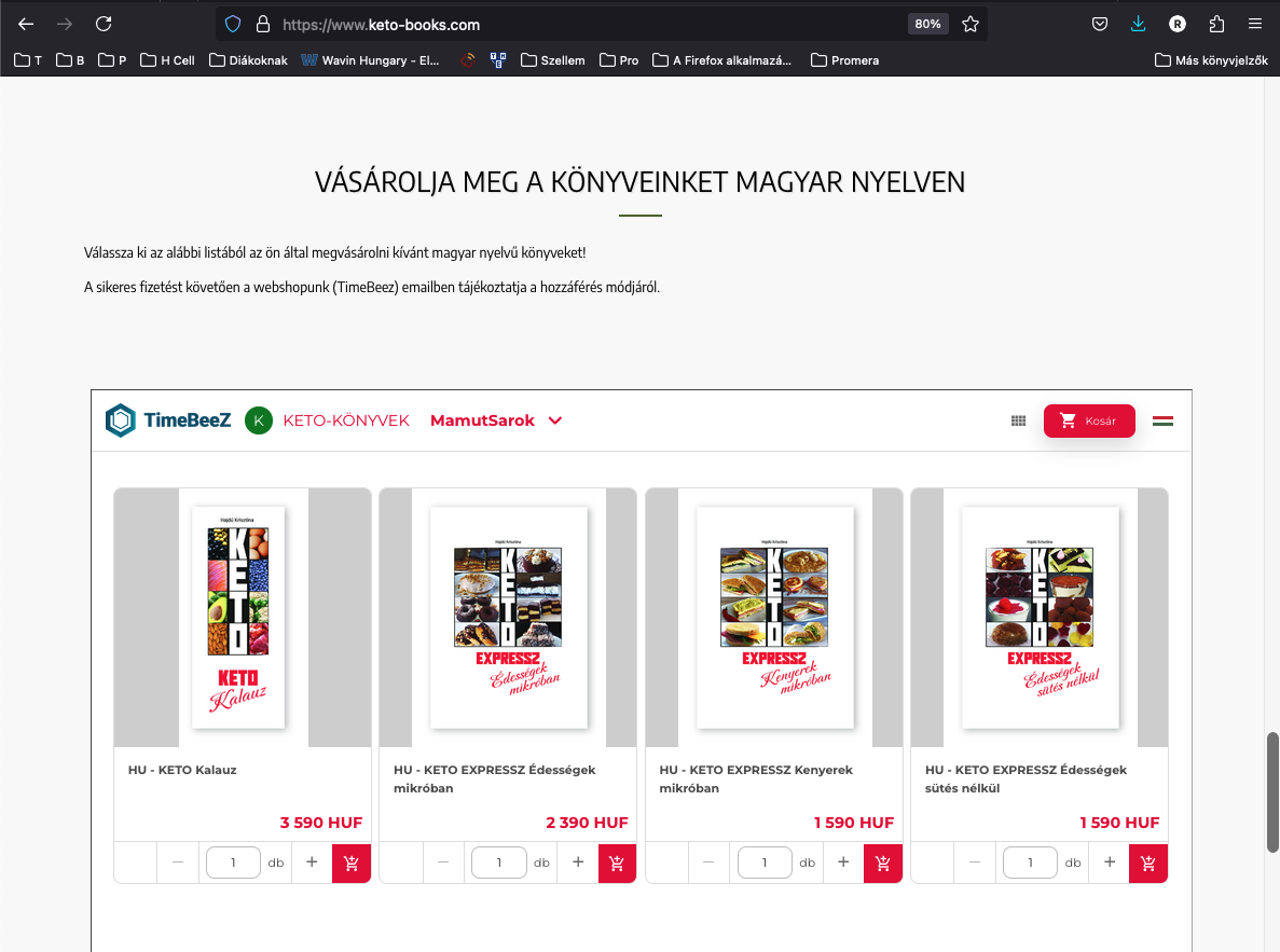 Weboldalba Beépített TimeBeeZ WebShop