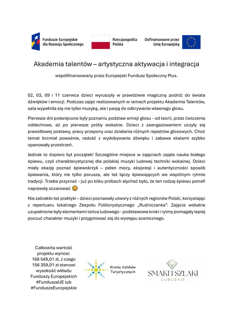 Akademia talentów – artystyczna aktywacja i integracja