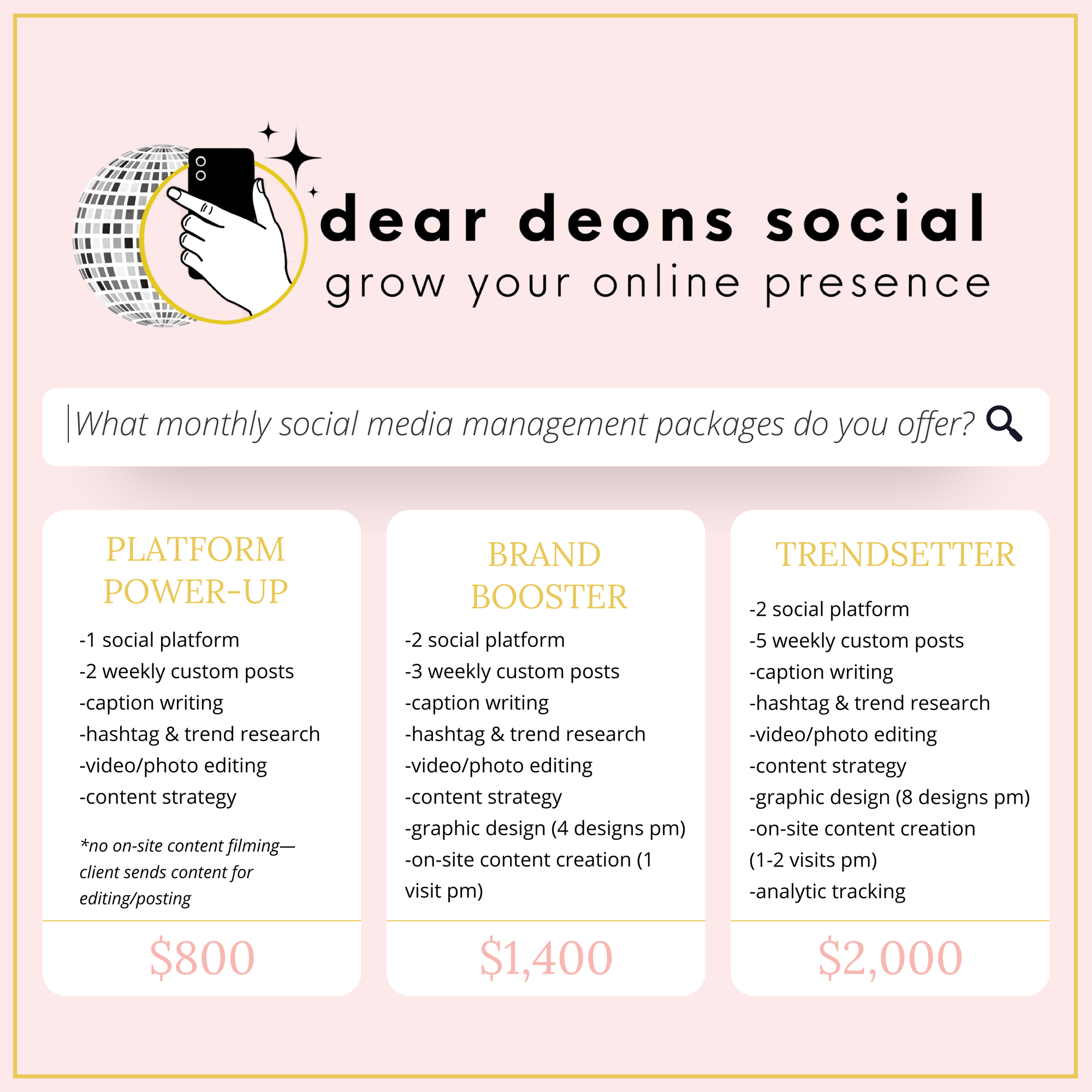 Social Media Management Monthly Prices