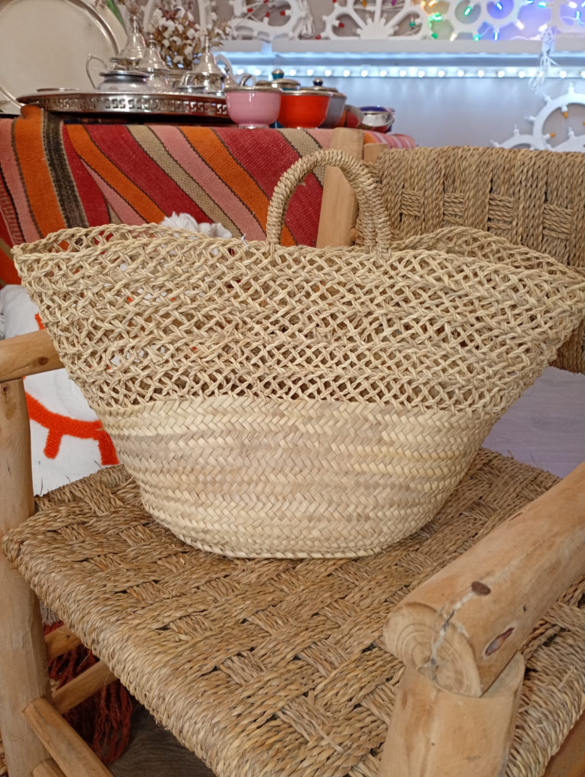 Borsa in Paglia a Rete Monocolore – Mare e Passeggio