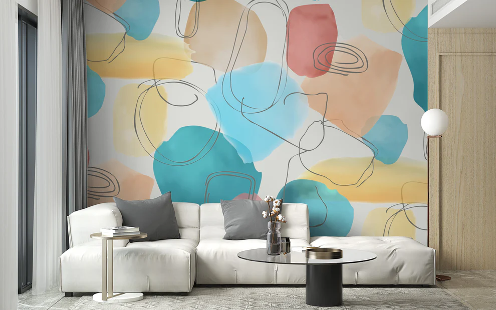 Abstract Shapes in Watercolor colorful wallpaper