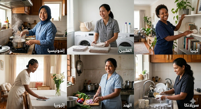 خادمات وطباخات ومربيات وكوافيرات للتنازل