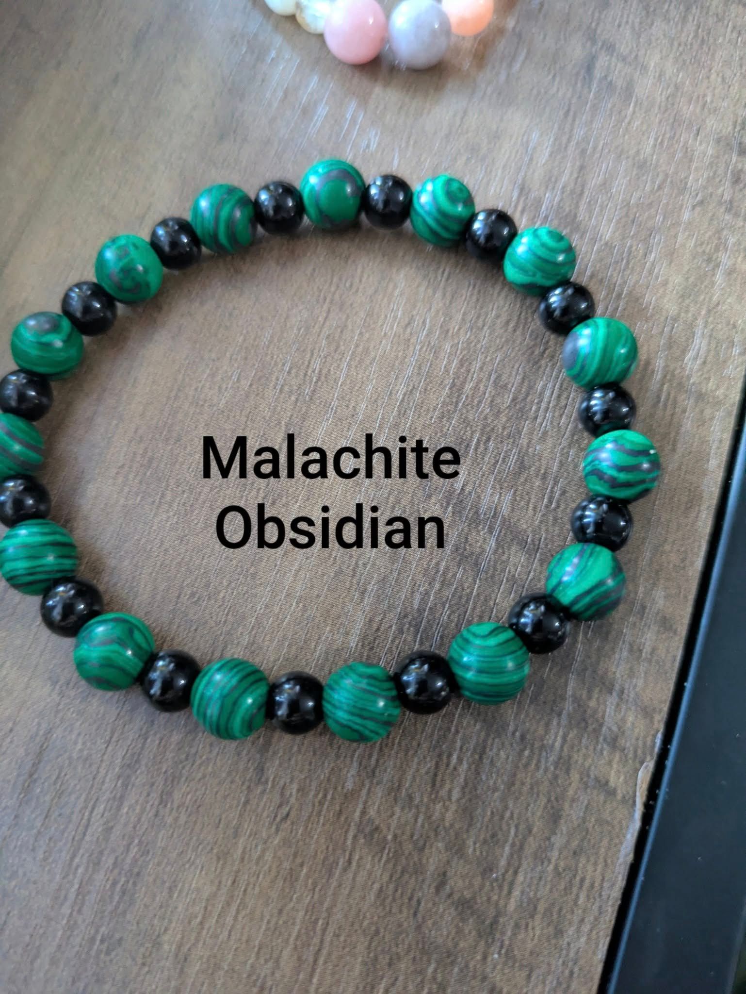 Malachite & obsidian bracelet