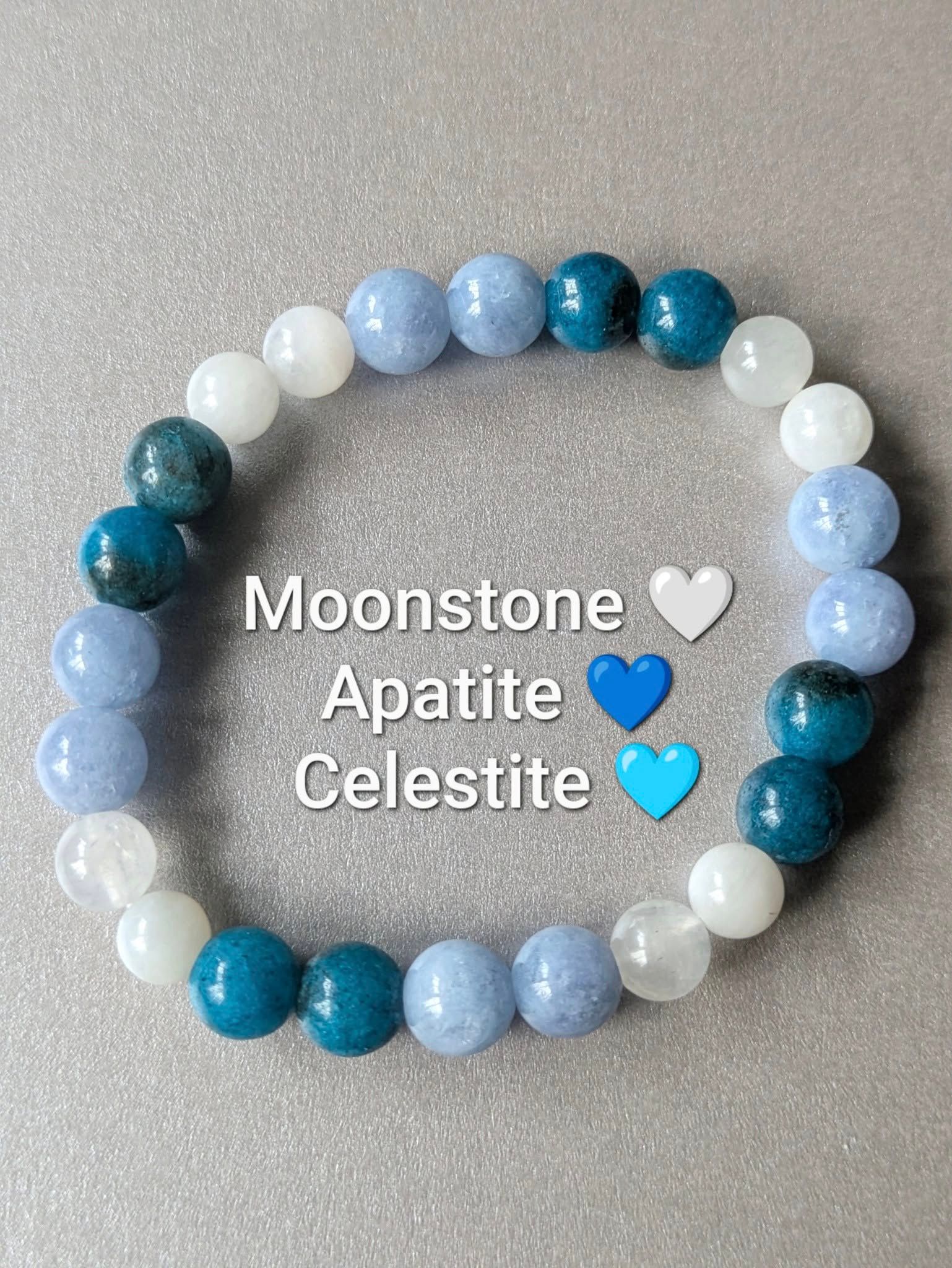 Apatite, moonstone & celestite bracelet