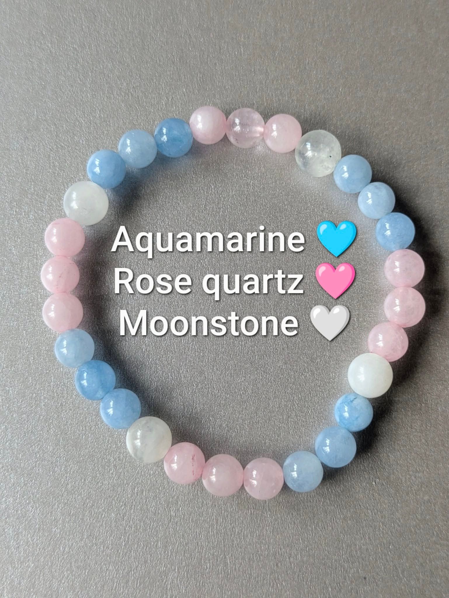 aquamarine, rose quartz & moonstone