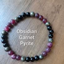 Garnet, Pyrite & Obsidian bracelet