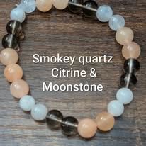 Smokey quartz, citrine & moonstone bracelet