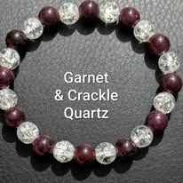 Garnet & crackle quartz bracelet