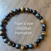 tiger's eye obsidian & hematite bracelet