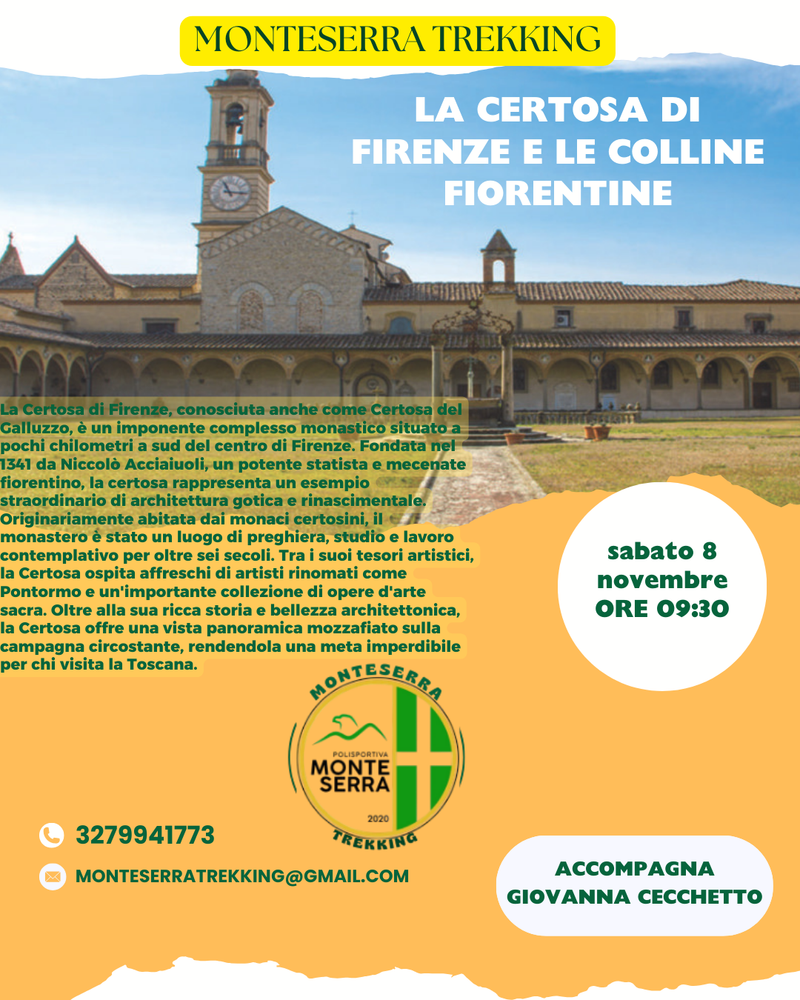 Visita alla Certosa di Firenze e Trekking sulle colline