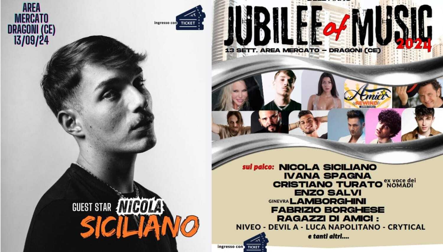 Nicola Siciliano live al Giubileo della Musica 2024 “Jubilee of Music” il 13 settembre a Dragoni Caserta