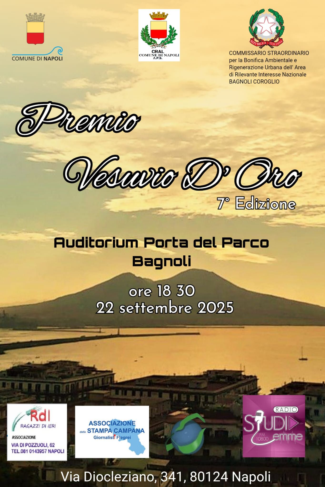 Premio Vesuvio D’Oro 2025: Napoli celebra l’arte, impegno sociale e il talento con la VII edizione